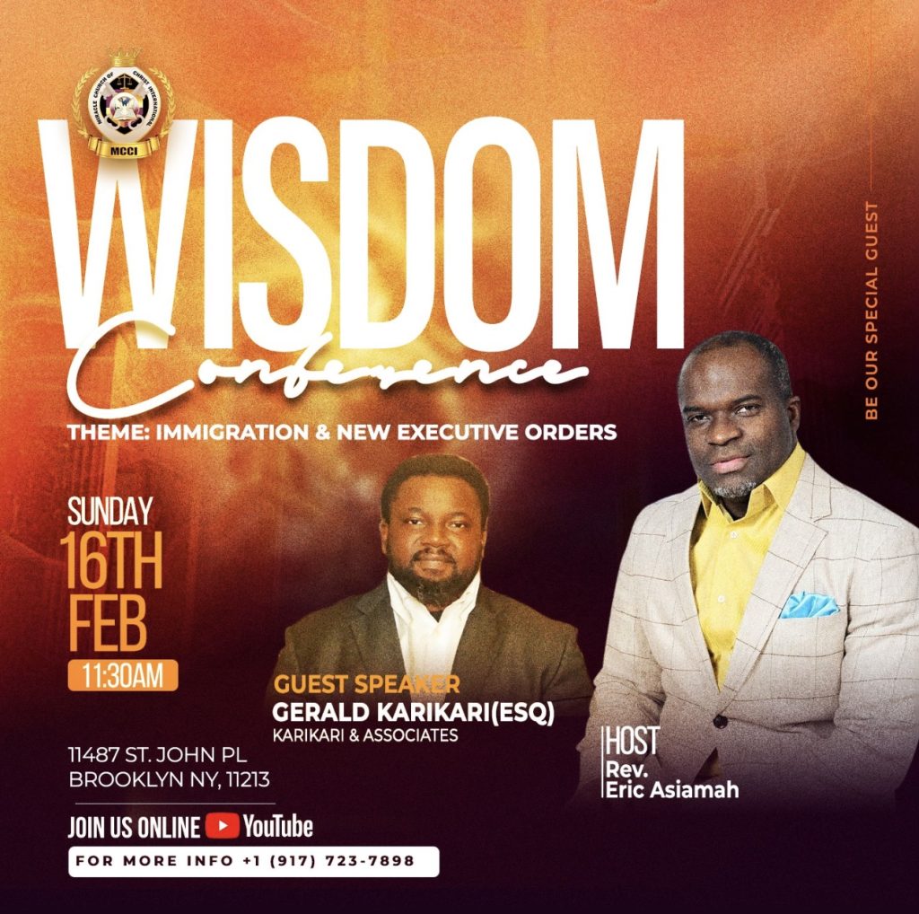Join Attorney Gerald Karikari and Rev. Asiamah as they discuss the latest Executive Orders by President Trump and their impact on legal and immigration matters. Don’t miss this crucial event!